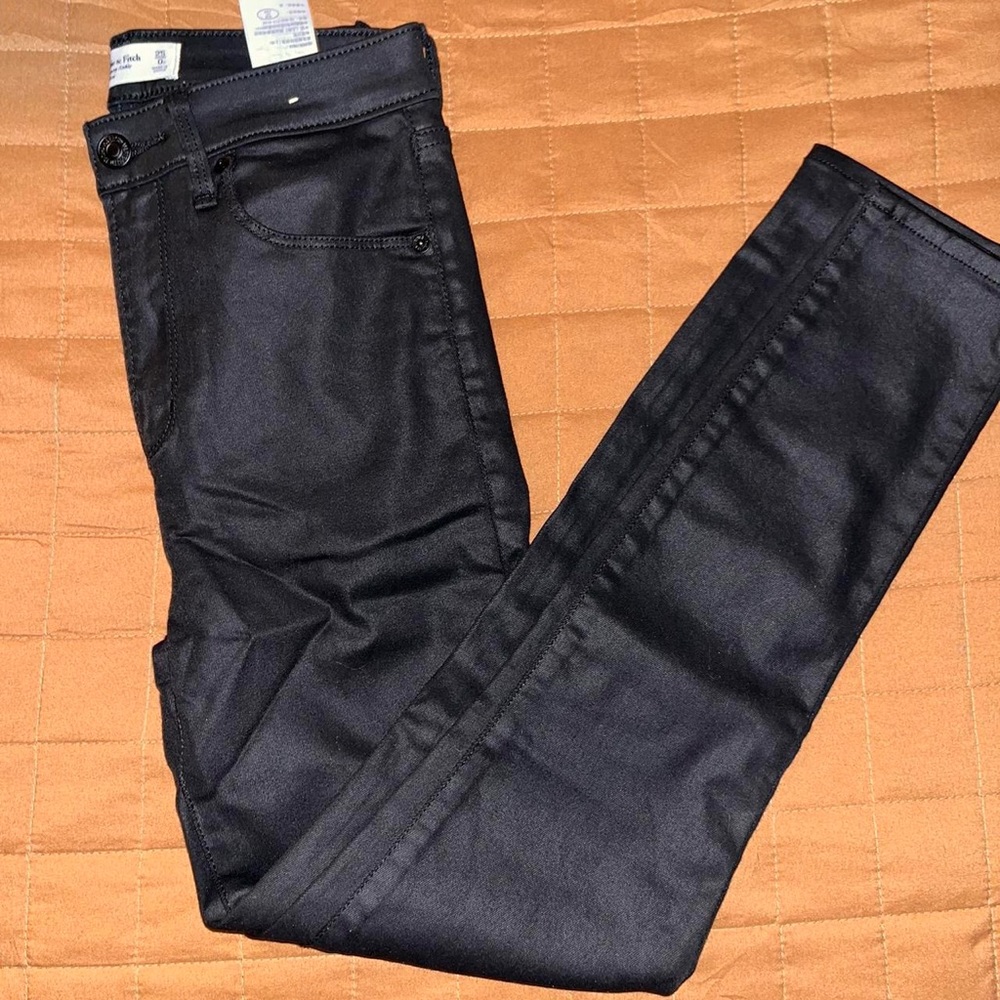 abercrombie and fitch faux leather/denim leggings.